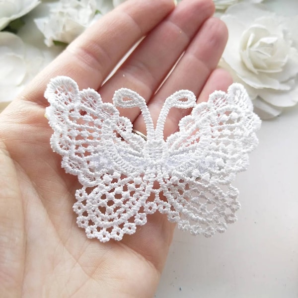 Crochet Butterfly Clip, Butterfly Clip, Ivory butterfly