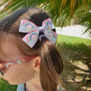 Rainbow Bow, Lilac Bow, Girls Hair Bows, Girls Pigtail Bows, Girls Party Favours, Purple Bow image 7