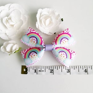 Rainbow Bow, Lilac Bow, Girls Hair Bows, Girls Pigtail Bows, Girls Party Favours, Purple Bow image 5