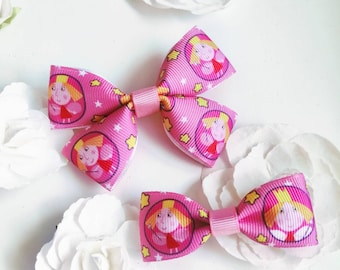 Pink Ben and Holly Bow, Girls Small Bow, Party Favours, Pigtail Bows, Girls Hair Accessories,