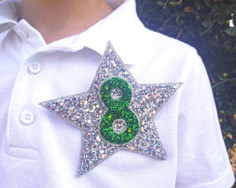 Glitter Star Badge, Silver, Birthday, Special Achievements, Rewards, Anniversaries, Gift for Him, Gift For Her, Colourful