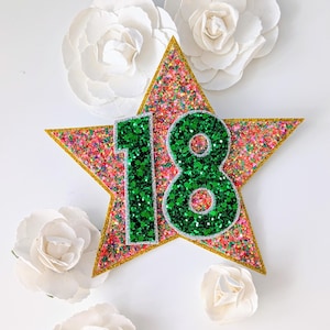 Insignia de estrella de cumpleaños, colorida, insignia grande y brillante, regalo para él, regalo para ella, aniversarios, logros especiales, recompensas.