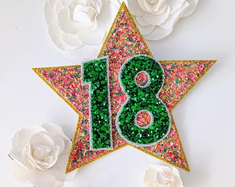 Insignia de estrella de cumpleaños, colorida, insignia grande y brillante, regalo para él, regalo para ella, aniversarios, logros especiales, recompensas.