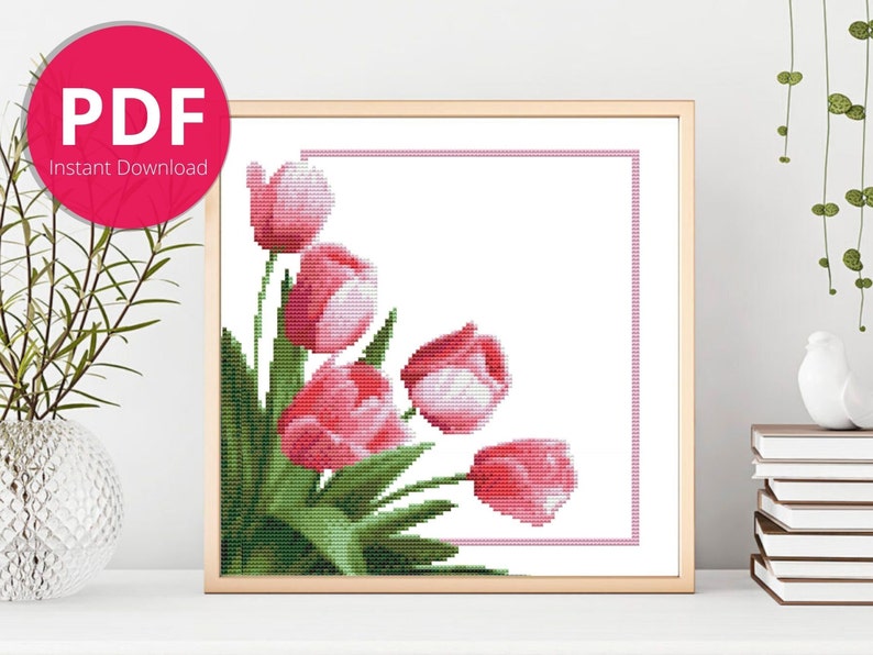 Tulip Cross Stitch Flower Cross Stitch Pattern Tulip Etsy