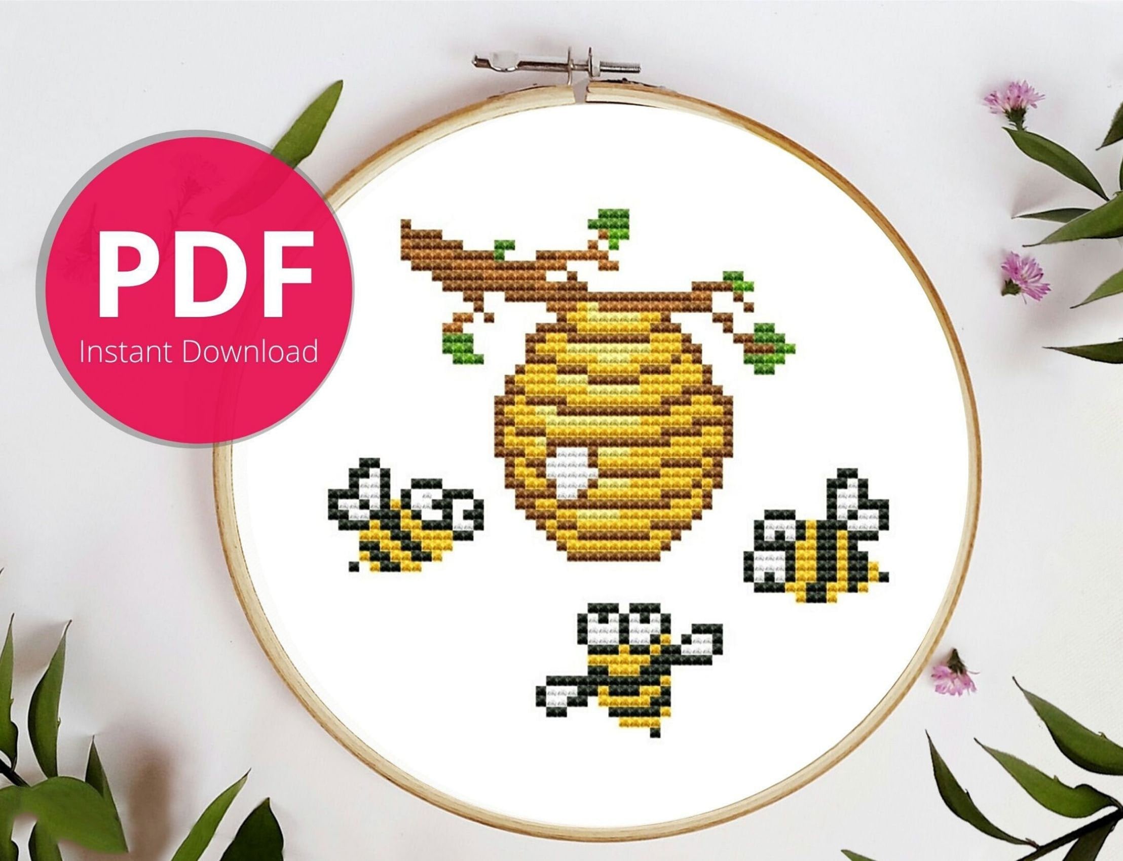Bee Cross Stitch Honey Bee Pattern Honey Cross Stitch Bee | Etsy