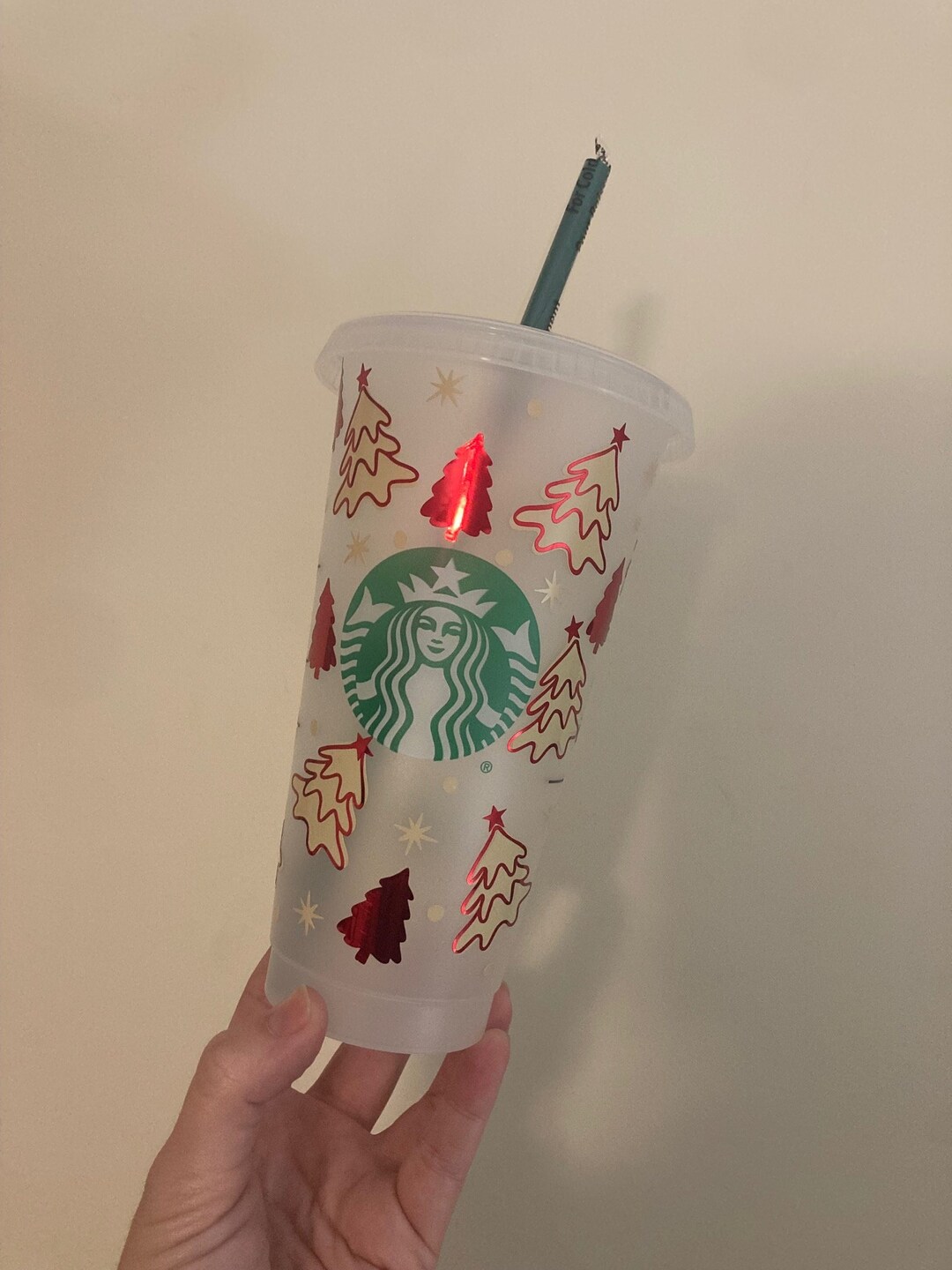 Christmas Tree Starbucks Cup, Cute Trees Cold Cup, Holiday Starbucks