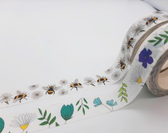 Abeilles et daises et pack de ruban adhésif Washi floral brillant