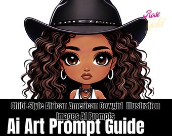 Cowgirl and Cowboy Chibi Dolls l DallE3 & ChatGPT v4 Ai Art Prompt Guide l 12 Sample Prompts l African American Ai Prompts