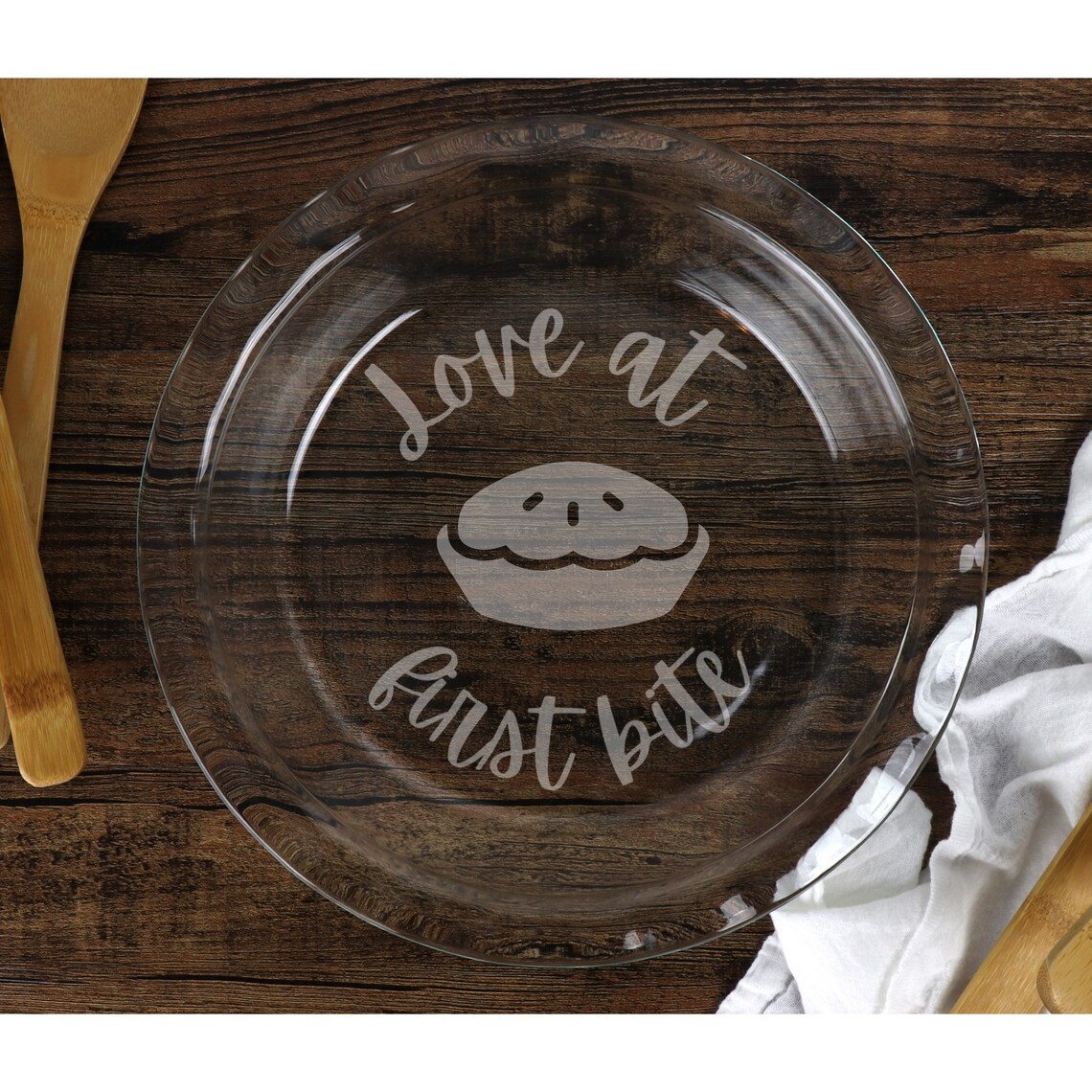 Cute Pie Plate Etched Glass Pie Plate Etched Glass Love Etsy