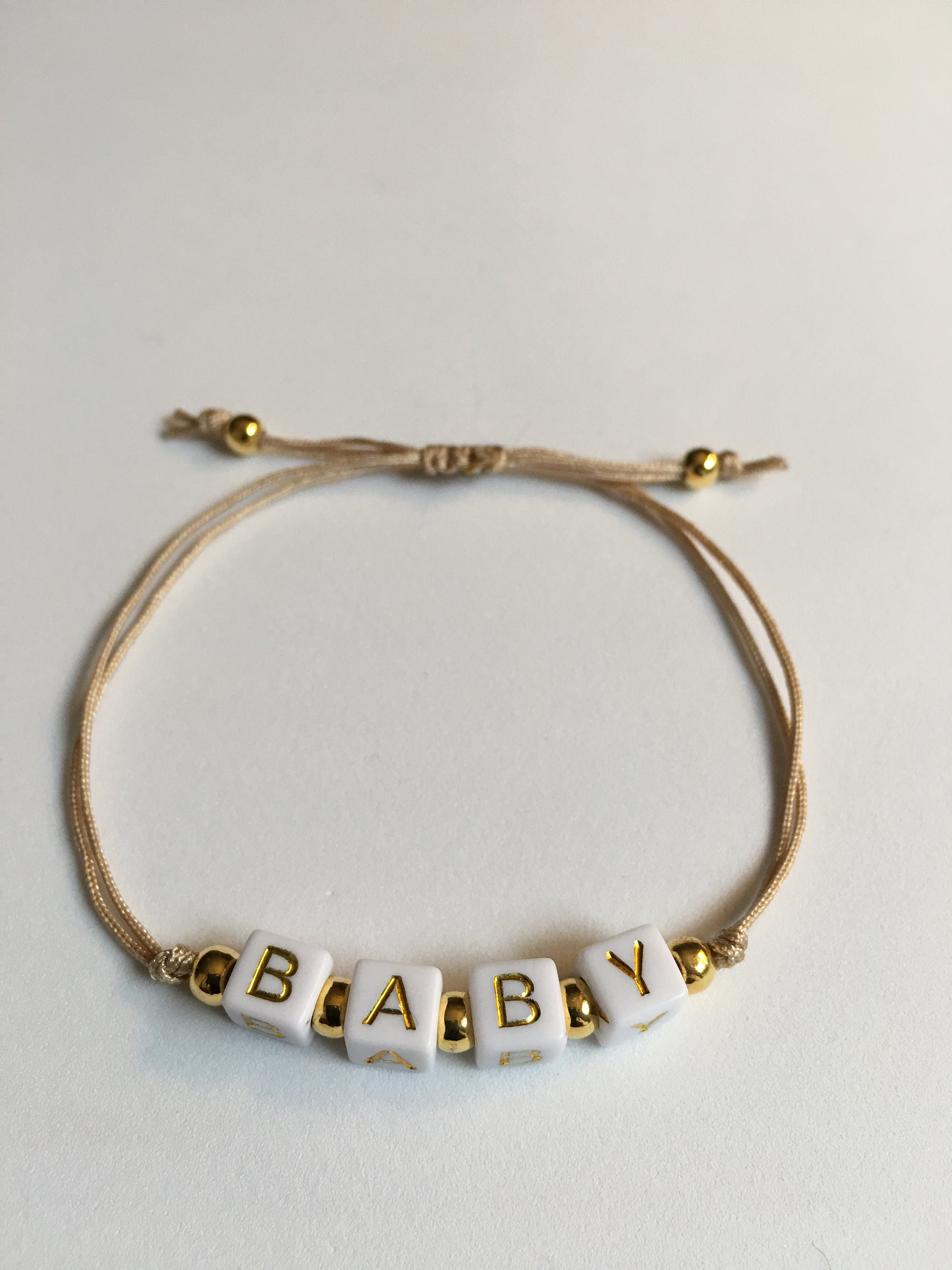 Custom bracelet letters gold cotton thread Etsy