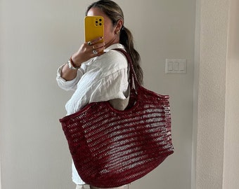 ALTICA Genuine Leather Hand Woven Bamboo Style Ladies Tote Bag