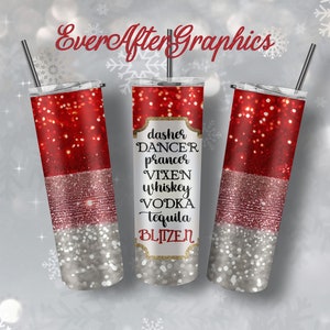 Reindeer Glitter Tumbler png , Whisky Glitter Tumbler, Weihnachten Glitter Tumbler Png Sublimation 20oz Skinny Tumbler, Straight & Tapered png