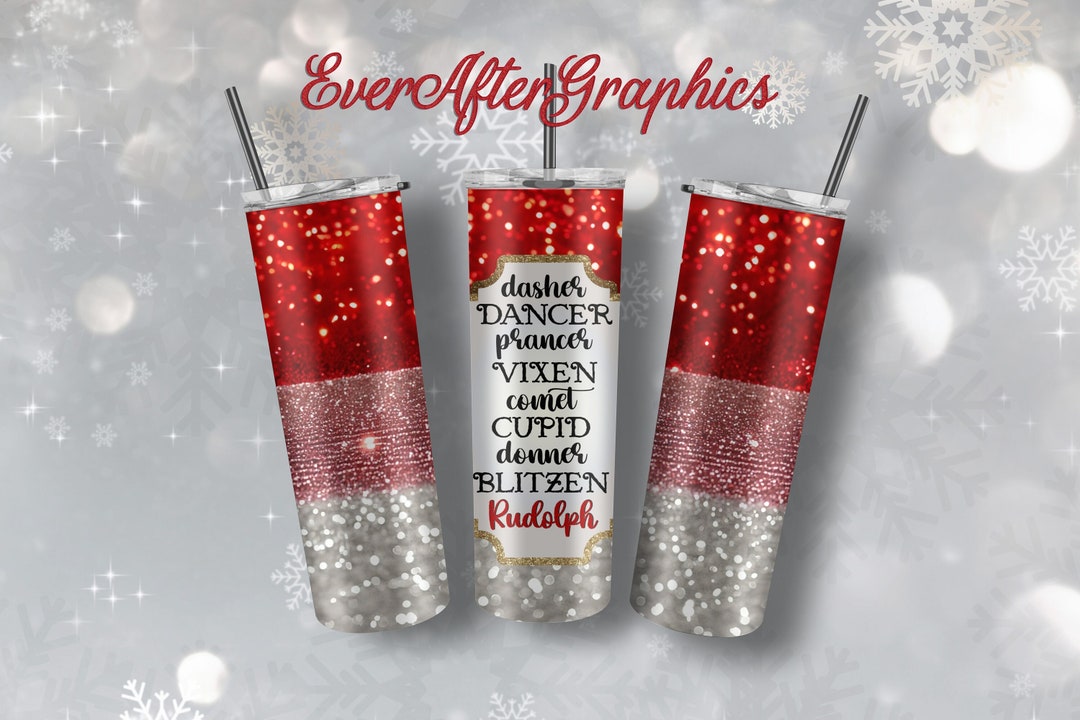 Reindeer Glitter Tumbler Png, Rudolph Glitter Tumbler, Christmas ...