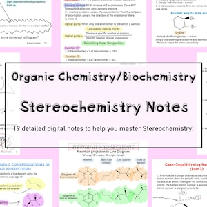 Organic Chemistry/Biochem Stereochemistry Digital Notes for MCAT, Nursing, Pre-Med,Chemistry Courses in High School and College/University