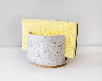 Ceramic Sponge Holder, White Sponge Holder, Modern Home Kitchen Sponge Stand, Handmade Pottery, Sponge Keeper, Pottery