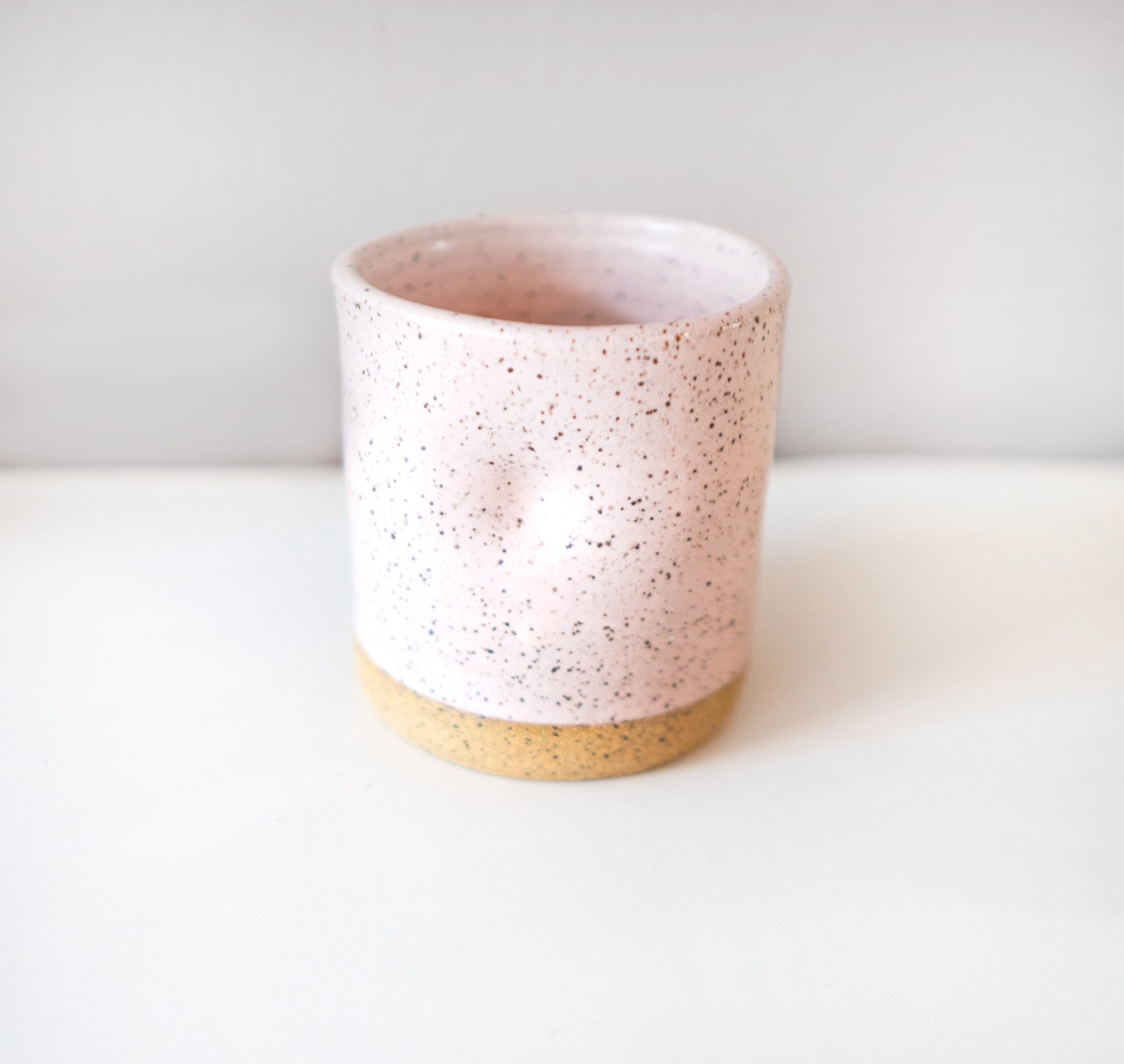 Speckled ceramic water paint cup/ Pink water brush cup/ Blue