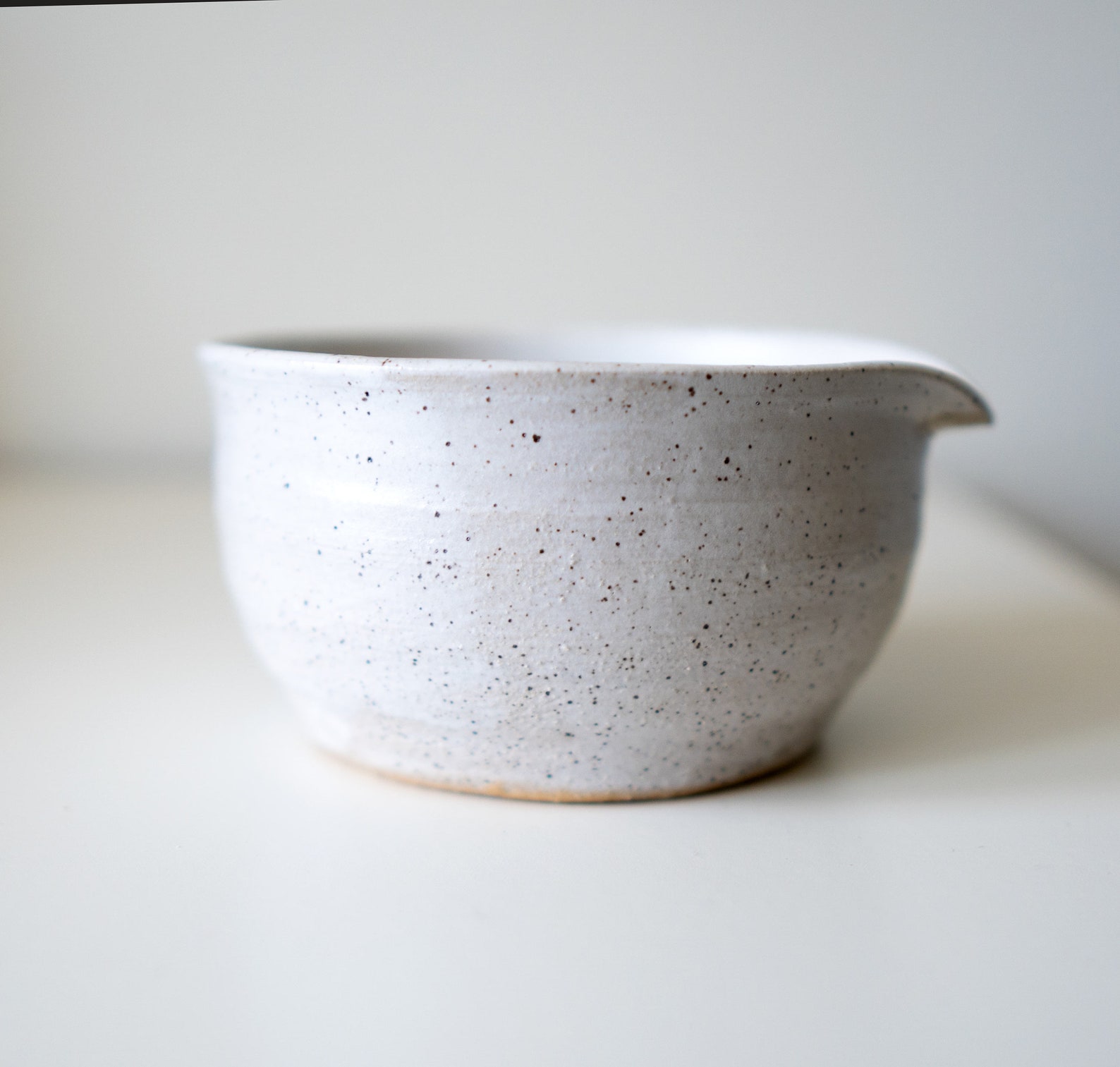 Ceramic Matcha Bowl with Spout Matcha Set White Speckled Etsy