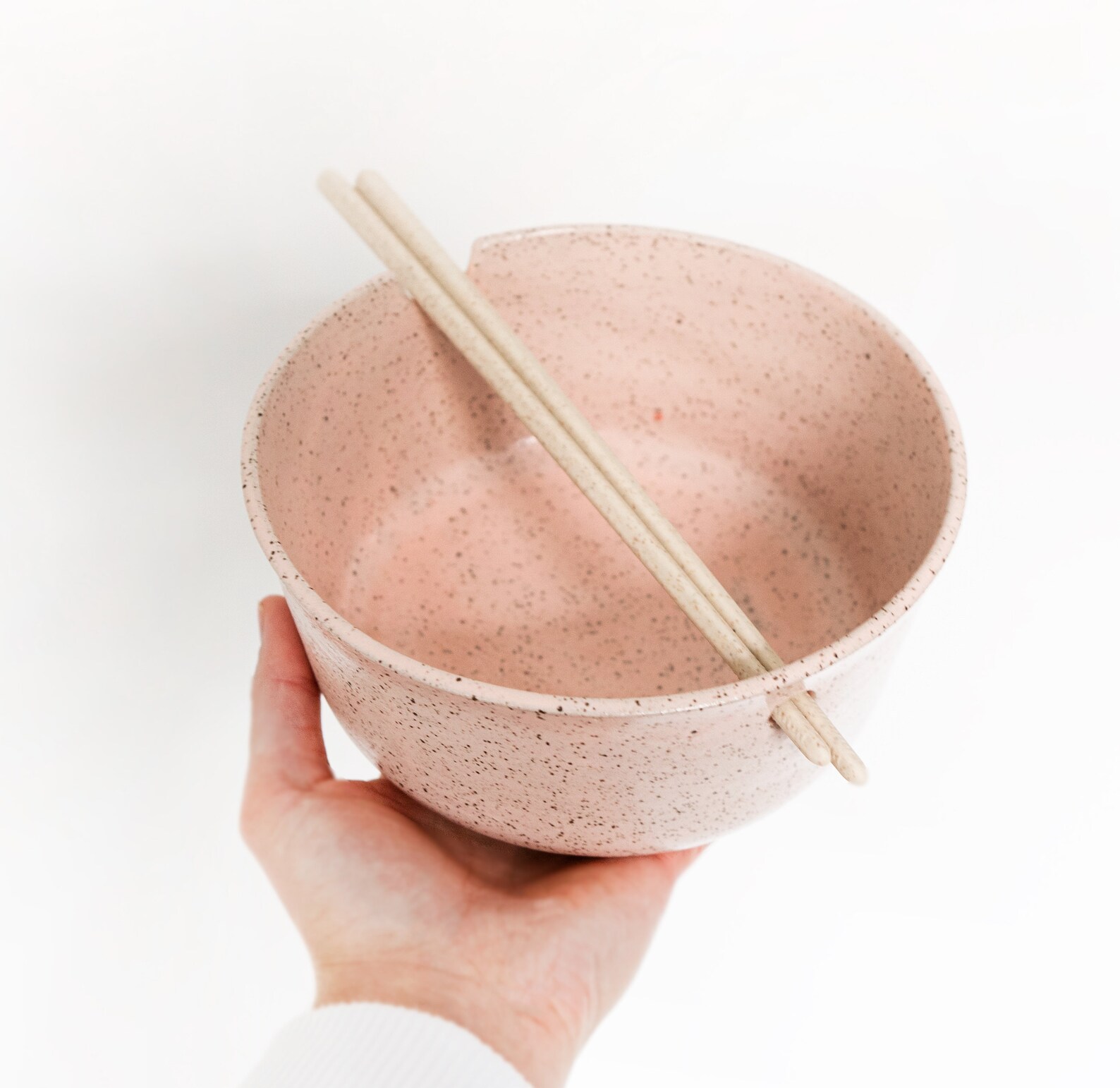 Ramen Bowl Gift Set Light Pink Speckle Wooden Chopsticks Etsy