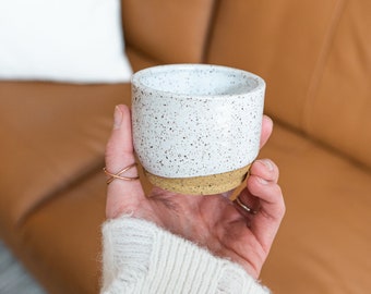 Ceramic Speckled Espresso Cup, White Mug, Handmade Modern Ceramic Cup