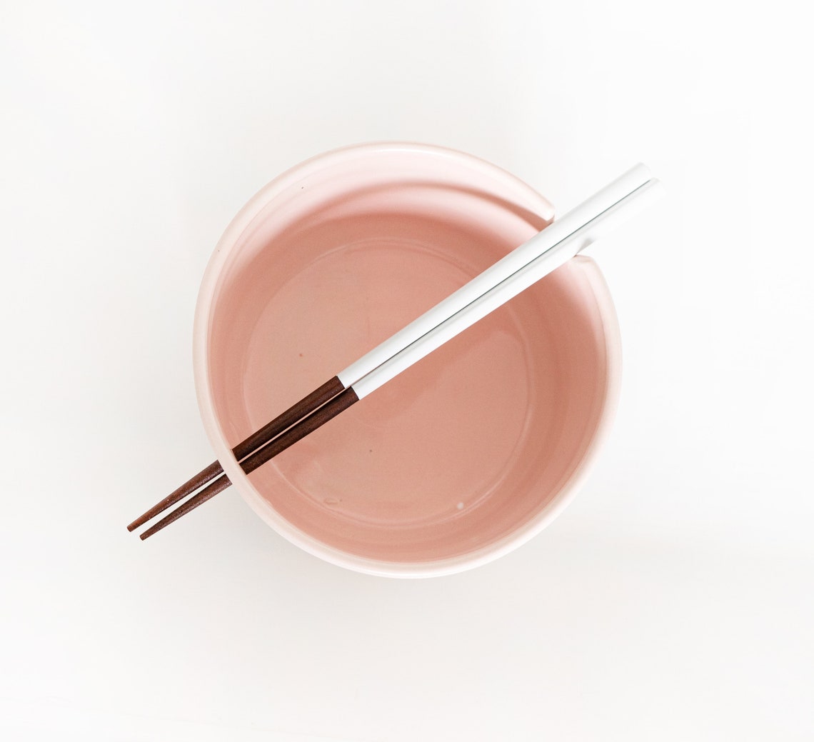 Light Pink Ramen Bowl Gift Set Wooden Chopsticks Noodle Etsy