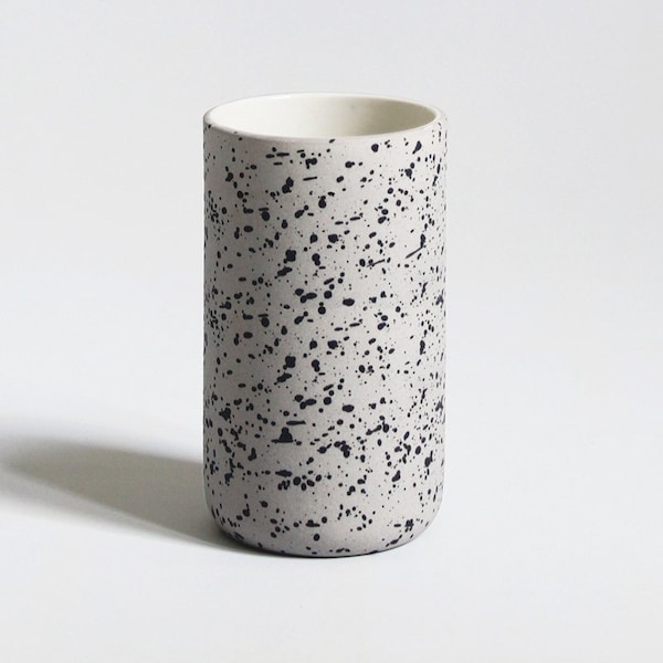 Tall Ceramic Mug - Latte Cup - Speckled Grey