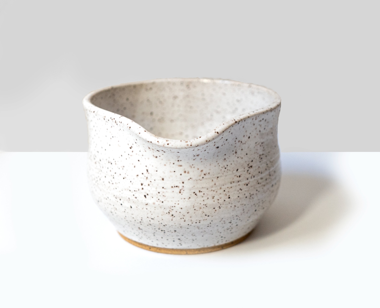 Ceramic Matcha Bowl with Spout Matcha Set White Speckled Etsy