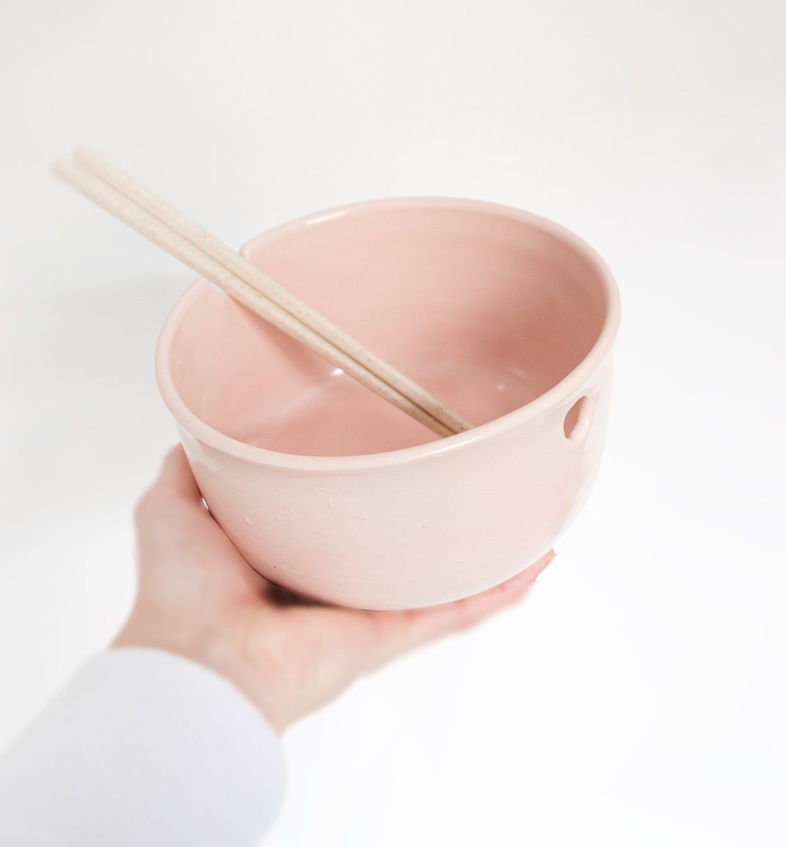 Light Pink Ramen Bowl Gift Set Wooden Chopsticks Noodle Etsy