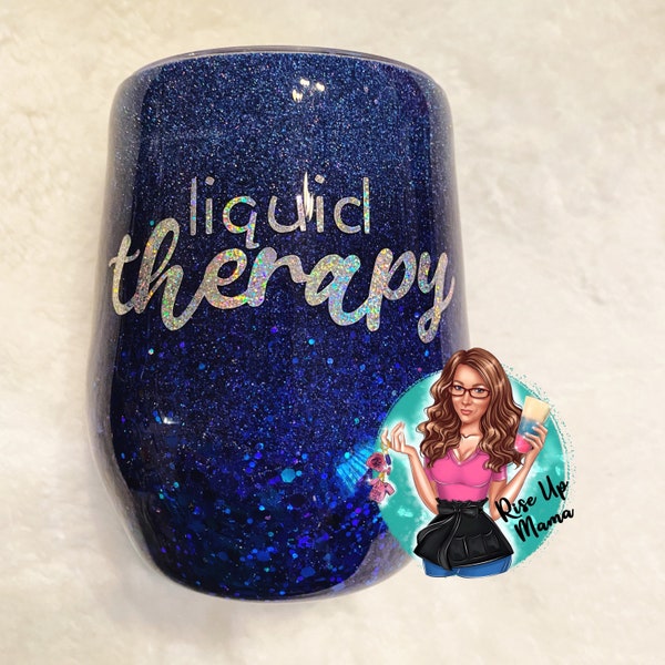 Liquid Therapy 12 oz Wine Tumbler READY TO SHIP Holographic Blue