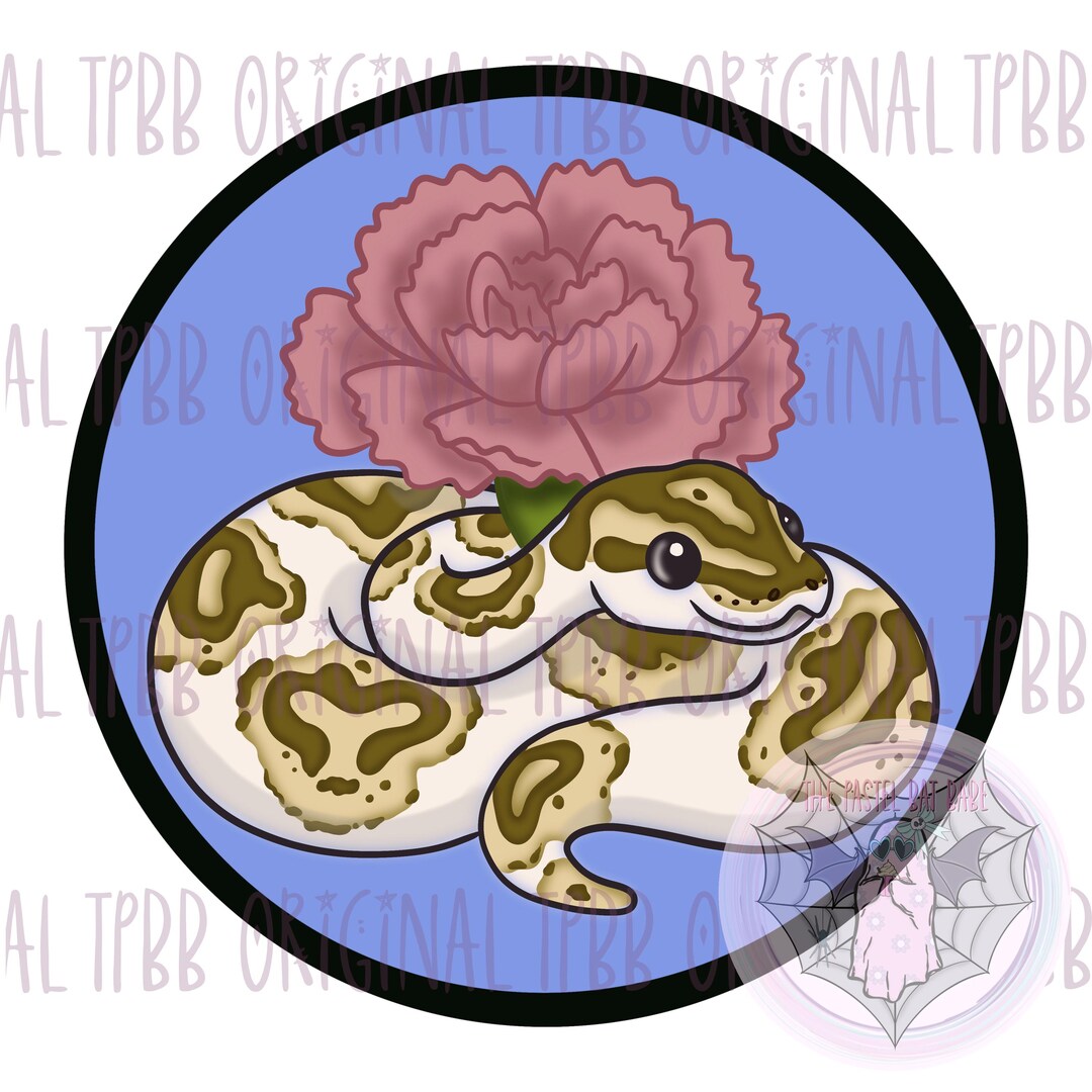 Pied Ball Python Carnation Birth Flower Design (digital Download) - Etsy