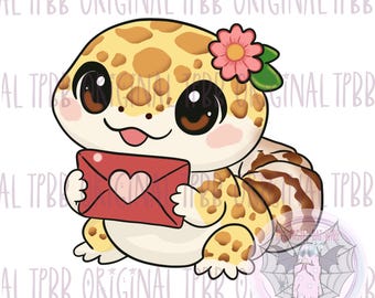 Jaszczurka Miłość Gekon Lamparci Walentynki PNG JPEG Sublimacja Projekt Cyfrowy Natychmiastowe Pobieranie