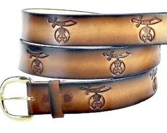 ROJ KING MIRTH SHRINERS FRATERNAL MASONIC LEATHER BELT /& BUCKLE