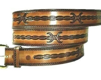 BARBED WIRE Work wear  Leather Handmade Belt  1 1/2" Wide with Buckle