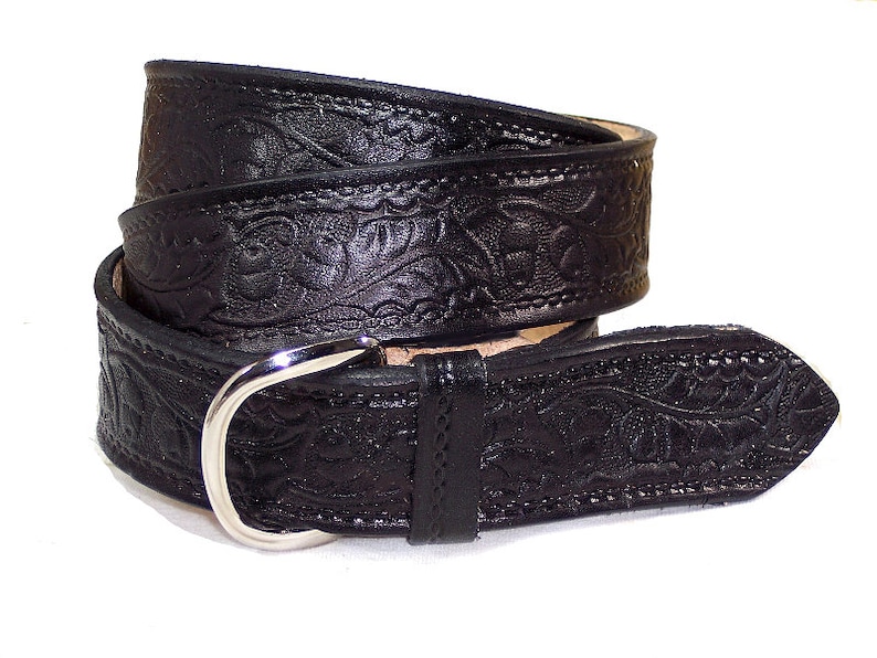 ACORN OAK LEAF Tree Work wear Heavy Duty Leather Handmade Belt 1 34 Wide w Buckle