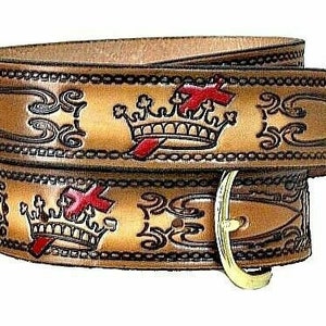 KNIGHTS TEMPLAR Mason Masonic Blue Lodge Freemasons Handmade Leather Belt 1 1/2&quot; Wide