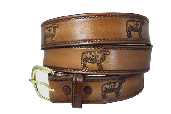 Sheep Farm Ram Lamb Domestic Wool Shear Leather Handmade Belt 1 1 2 Wide W Buckle W Buckle Etsy UK
