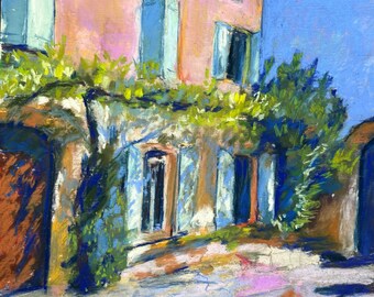 Pretty house in Vaison-la-Romaine, original work by pastel artist Stephanie Bouchard