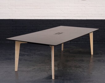 SAMM MK20 Large Family Home Work Office Studio Boardroom Table. Original modular desk / dining design system. Black & Natural Wood.