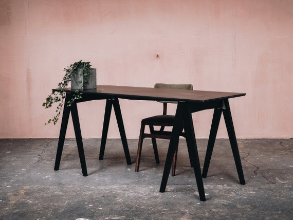 SAMM LW Trestle Table Black Home Working Office Desk. Workbench