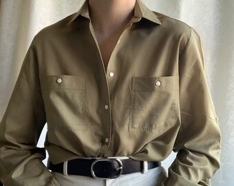 Multicolored Short Sleeve UK 14 Vintage Mario Rosella Navy Blue Hidden Button Front Blouse
