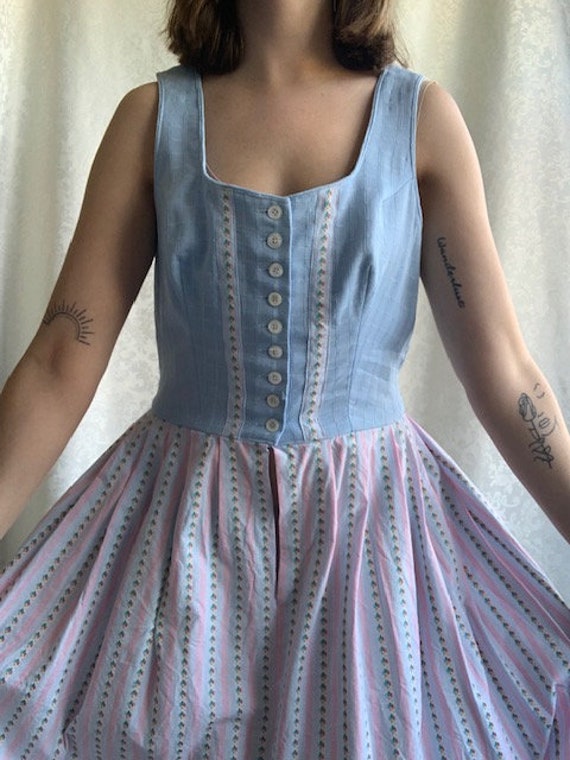 Vintage Austrian Dirndl sleeveless maxi dress wit… - image 3