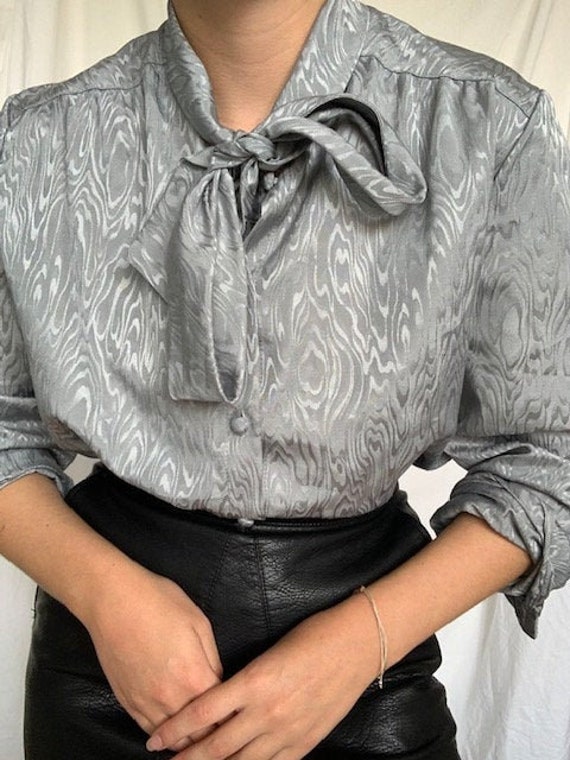 vintage 1980s grey funky printed basic minimal blo