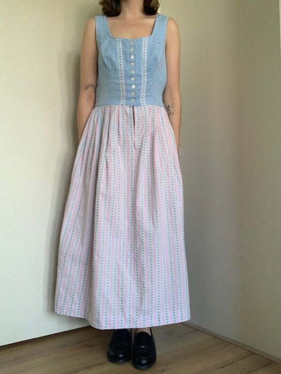 Vintage Austrian Dirndl sleeveless maxi dress wit… - image 2