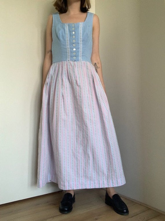 Vintage Austrian Dirndl sleeveless maxi dress wit… - image 4