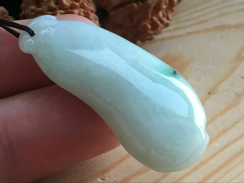 Certified Natural Untreated Grade A Jadeite Jade Pendant Lucky Chinese Fugua \u798f\u74dc FREE Ship Direct from USA