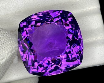 56 Carat AAA Natural Purple Amethyst Cushion Cut Stone, 23x23x16 mm