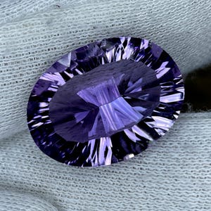 Natural Purple Amethyst 17ct Octagon Concave Cut Faceted Loose Gemstone 21x16x10mm – Sparkling Violet Stone for Jewelry Making | Amethyst |