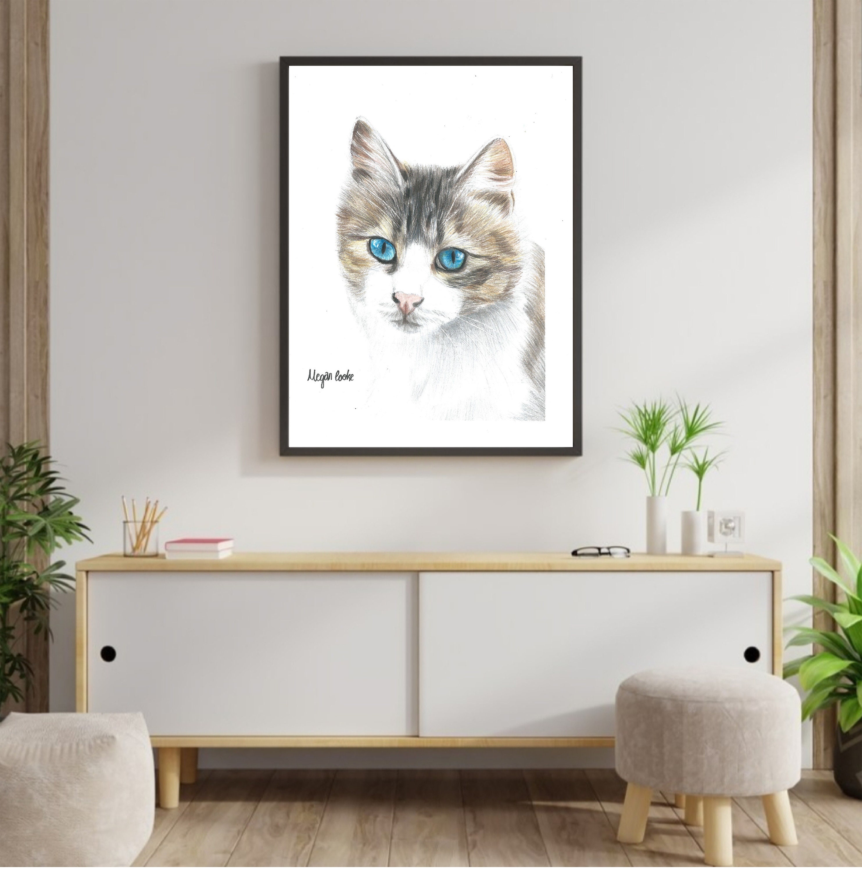 Cat Print Cat original art Kitten art print Animal print Etsy