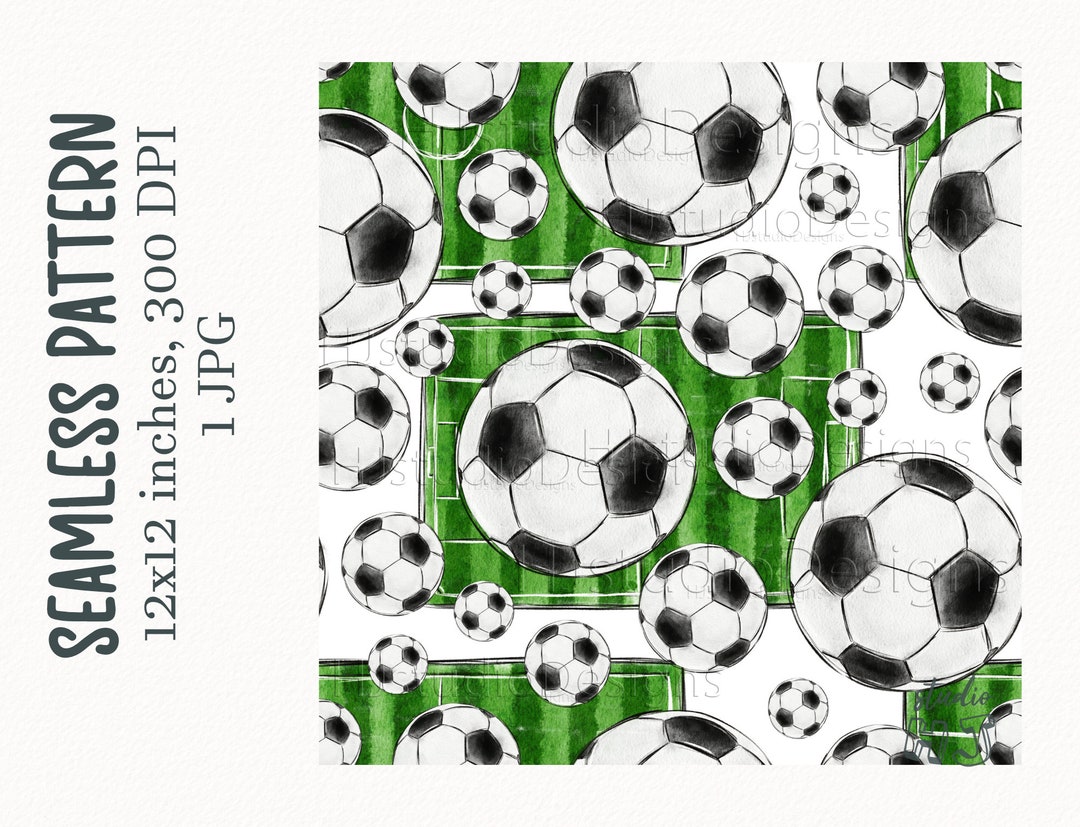 Hand Painted Soccer Ball Seamless Pattern JPG, Watercolor Football ...