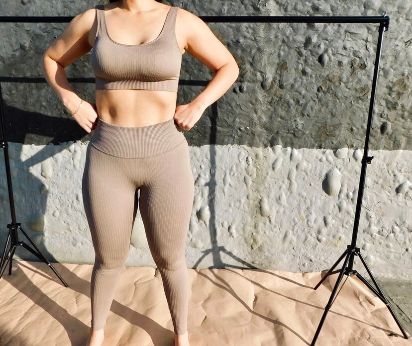 MOSHENGQI Womens Seamless Butt Lift Leggings High Waisted Yoga Pants Ribbed  Work