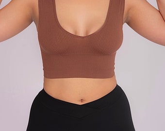 Casual and Active Sport V Neck Tank Top Crop Top